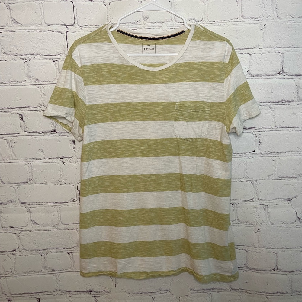 Gap Green/White Striped Short Sleeve T-Shirt w/Pocket